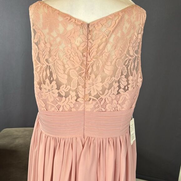 Women’s Pink Chiffon Full Length Mother of Bride Bridesmaid Formal Dress 16 NWT - Picture 5 of 11